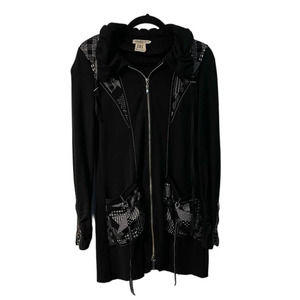 Dzhavael Couture Black  Long Tunic/Jacket Zippers Size Small